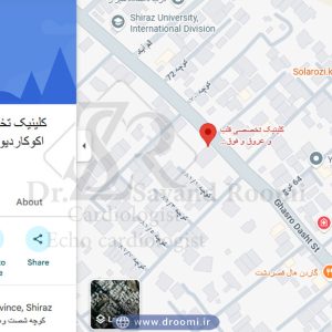 نمای اسکرین‌شات محل دقیق کلینیک دکتر زهرا سوندرومی روی Google Maps همراه با پین مکان