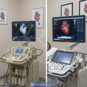 Side-by-side comparison of old echocardiography machine and new Philips Epiq Elite with 3D heart image