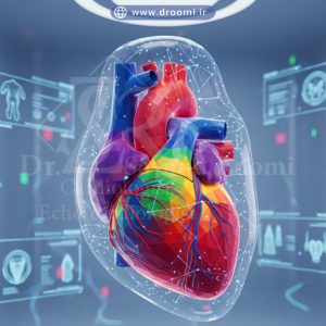 نمودار رنگی نشاندهنده عملکرد نواحی مختلف قلب