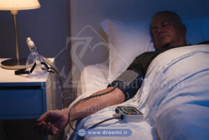 بیمار دیابتی در خواب با هولتر فشارخون و دستگاه CPAP