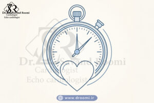 آیکون خطی زمانسنج ترکیبشده با نماد قلب در سبک مینیمال پزشکی