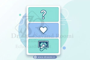 سه آیکون شامل علامت سؤال، قلب و پروب اکو در قالب طراحی مدرن و بدون متن